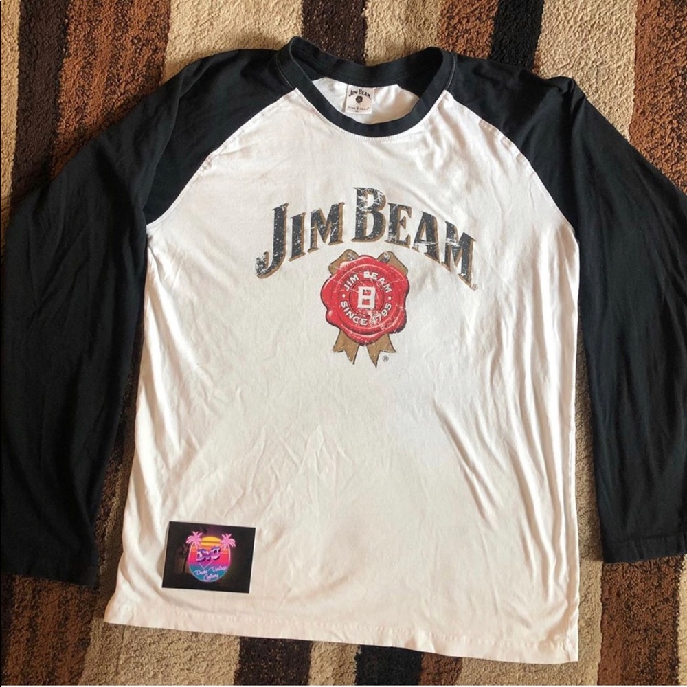 Vintage Style Jim Beam Whiskey Raglan Tee Sz. XL